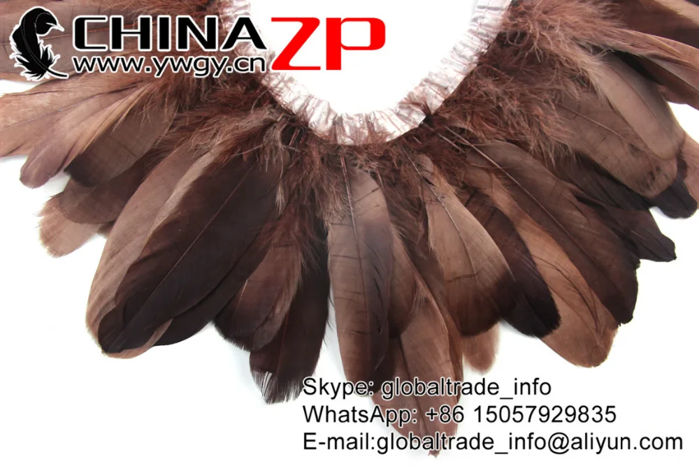 Уникальная окрашенная кофейная гусиная лента CHINAZP с атласной лентой по заводской