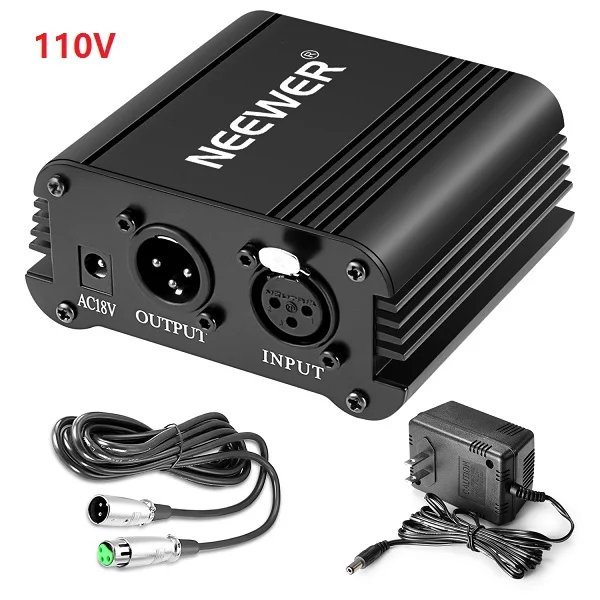110V US PLUG Black Neewer Европейский Штекер 220V 1-канальный 48V Фантомное Питание с Адаптером+ Один XLR Кабель Аудио для Любого Конденсаторного Микрофона Записи Музыки Оборудования - Цвет: 110V US PLUG Black