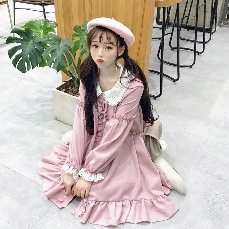 Кружево гриб кружева вышитая кукла платье женские платья японский Harajuku Ulzzang женский корейский кавайный милый одежда для женщин