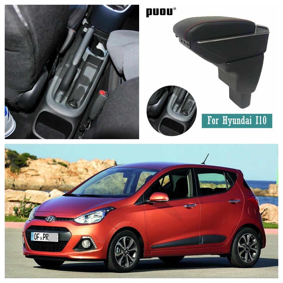 Автомобильный подлокотник коробка для hyundai I10 вращающийся центр консоль коробка для хранения с USB интерфейс украшения Аксессуары