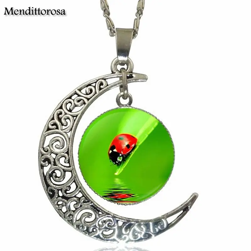 Эмалированная модная стеклянная ожерелье EJ с кабошоном и полумесяцем эффектные