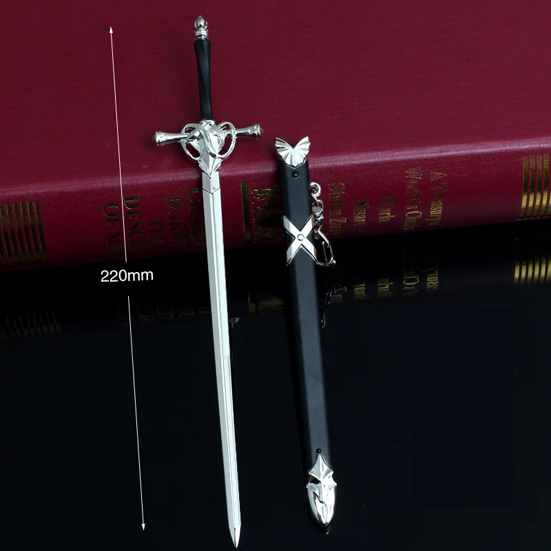 Зеленый Мультфильм HSIC аниме Fate Joan of Arc саблей держатель почерненный 22 см Подвеска в виде меча победный Мужской автомобиль кулон-оружие металлический меч игрушка мальчик - Цвет: Зеленый