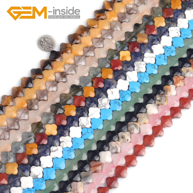 Бусины из кварца и агата граненые клеверные цветы 13 мм бусины для изготовления