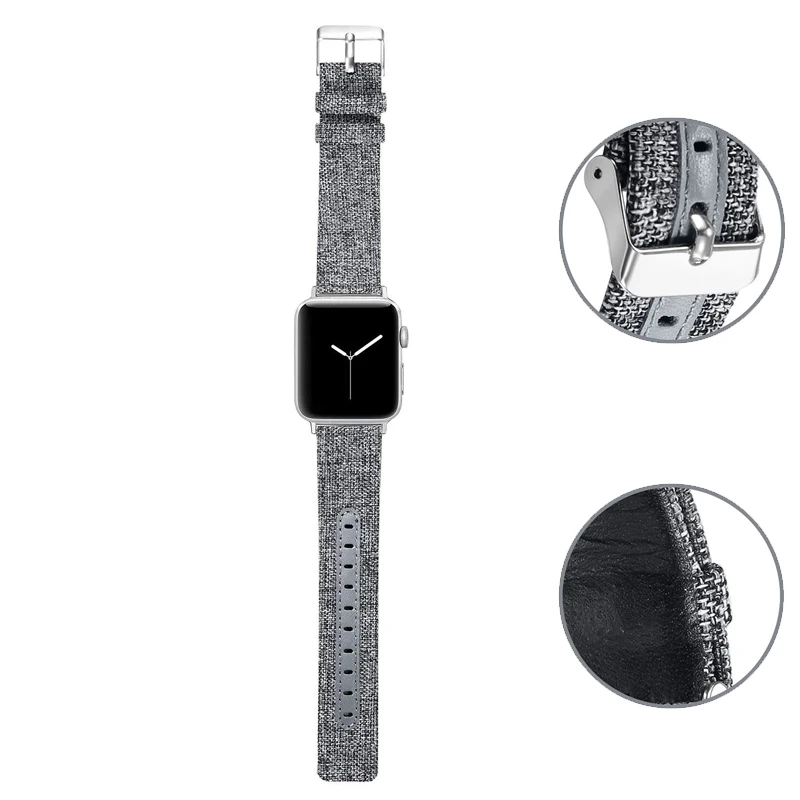 Ремешок из натуральной кожи для apple watch band 44 мм 40 42 38 тканевый браслет iwatch pulseira
