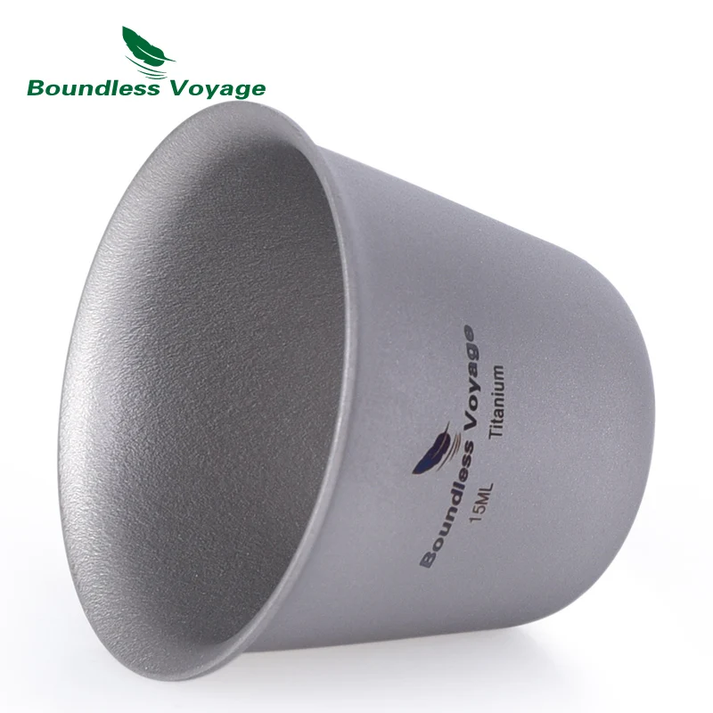 Фото Boundless Voyage Чисто титановая чашка для вина 15 мл, небьющаяся мини-кружка для шотов, портативная титановая походная кружка для кемпинга №4