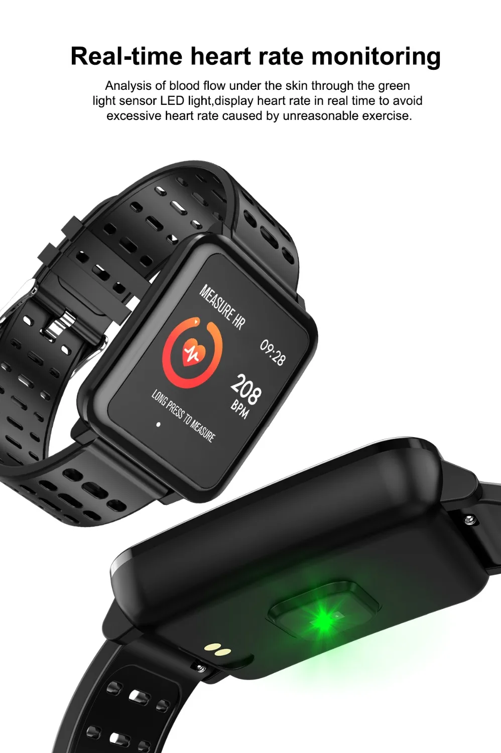 Smart Watch Q8 Sports Heart Rate Monitor Blood Pressure FitnessTracker activity tracker Bracelet Waterproof Band | Электроника