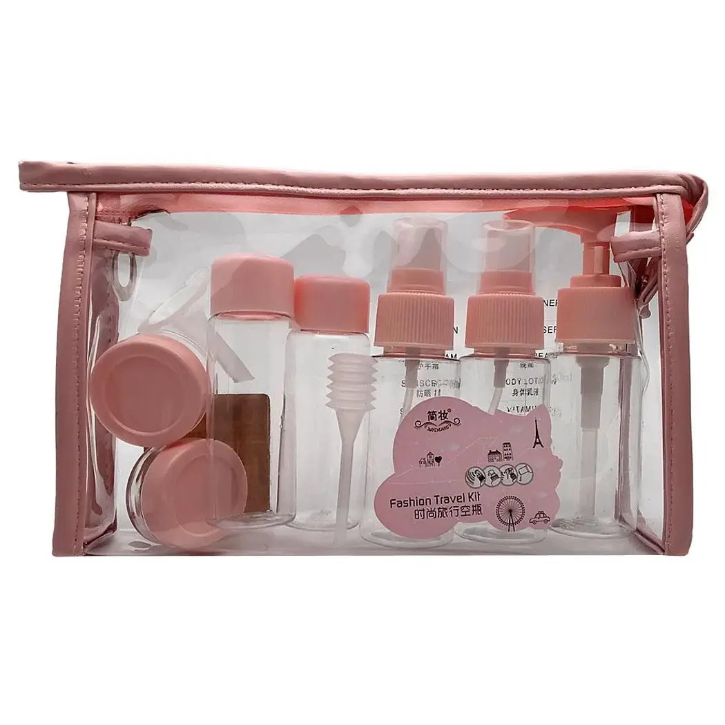 11 шт Портативные мини Косметические многоразовые бутылки синие розовые жидкие