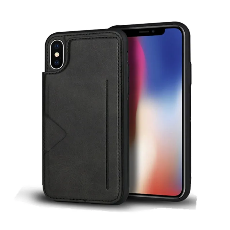 Для iPhone XS MAX XR X 7 8 Plus кожаный чехол задняя крышка для слот карт держатель телефона