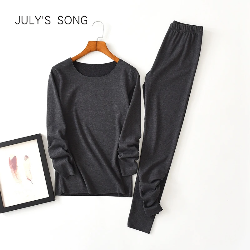 JULY'S SONG женское термобелье комплект бесшовный хлопок плюс бархат утолщение шлифовальная рубашка с длинными рукавами осенняя одежда от AliExpress WW