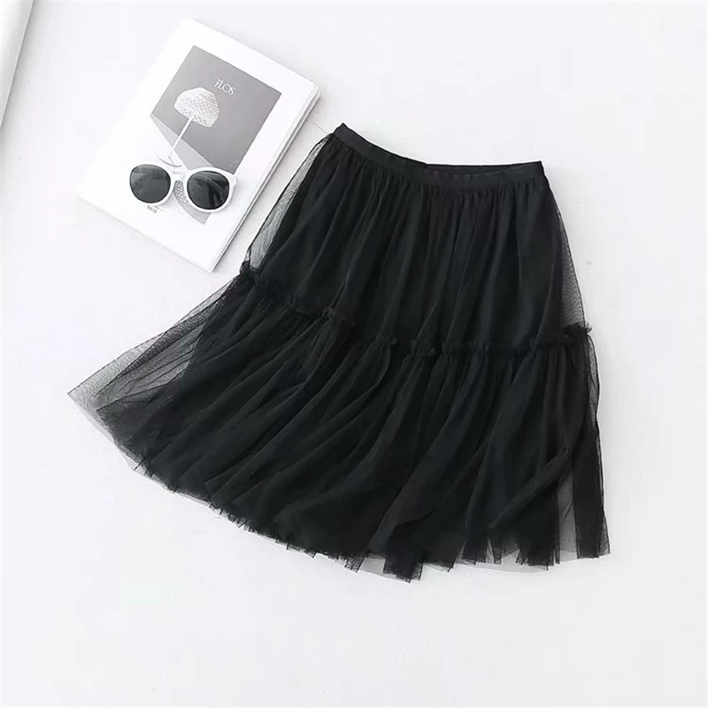 Женские юбки из тюля LUNDUNSHIJIA летние плиссированные с высокой талией 6 цветов 2019 -