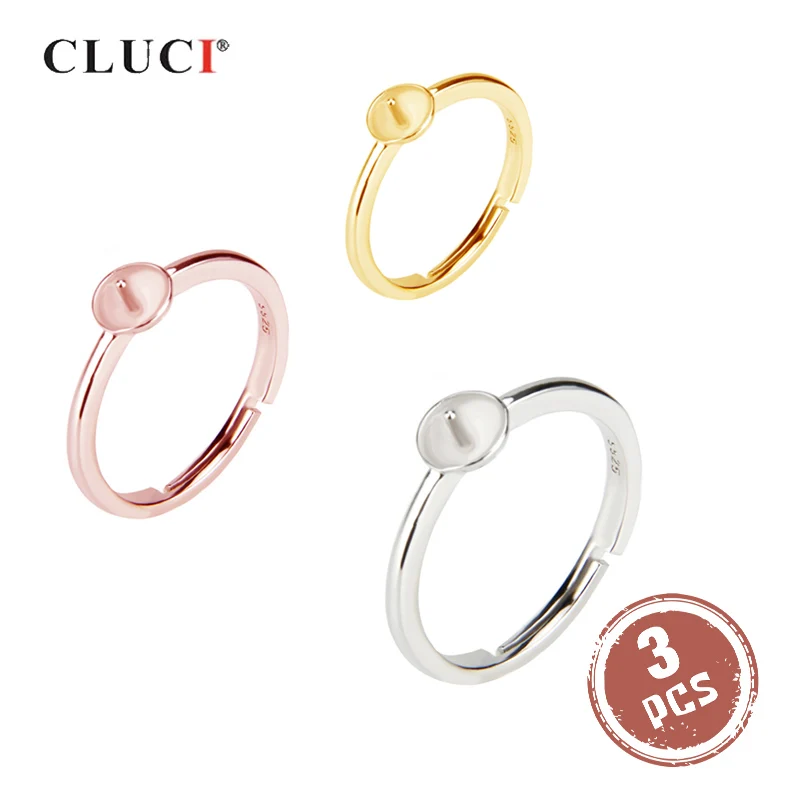 CLUCI 3 шт Настоящее серебро 925 пробы Женское Обручальное кольцо регулируемое