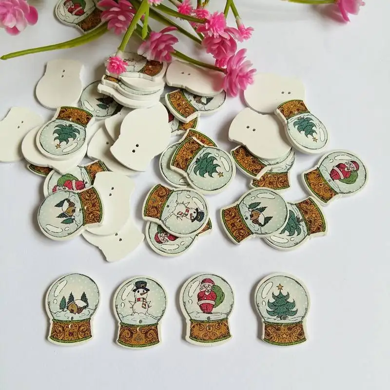 50 шт. детские деревянные пуговицы с двумя отверстиями | Дом и сад