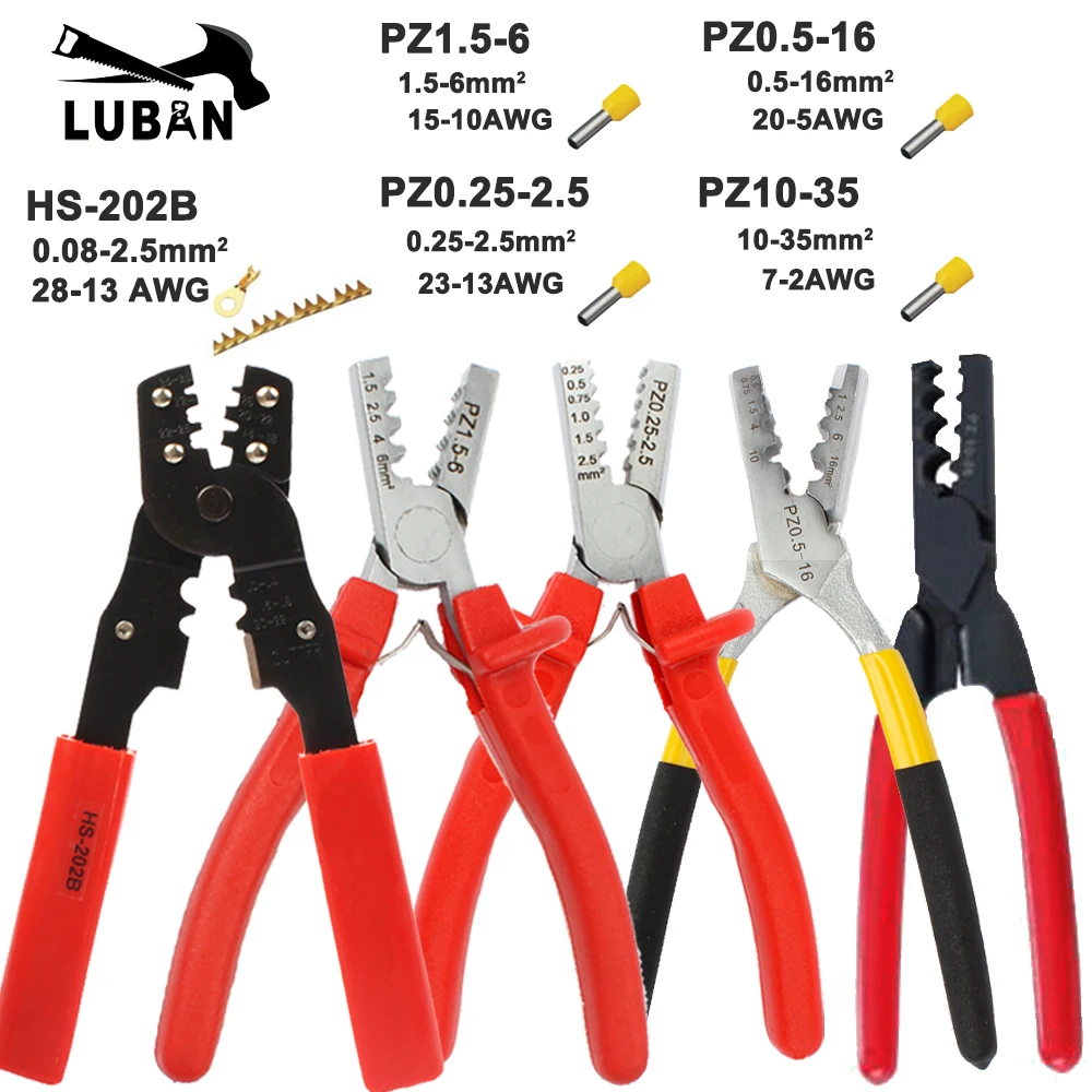 PZ0.25-2.5 PZ1.5-6 PZ0.5-16, немецкий стиль, обжимной Пилер для терминала 1,5-6 мм2, обжимные плоскогубцы, обжимные инструменты, PZ10-35