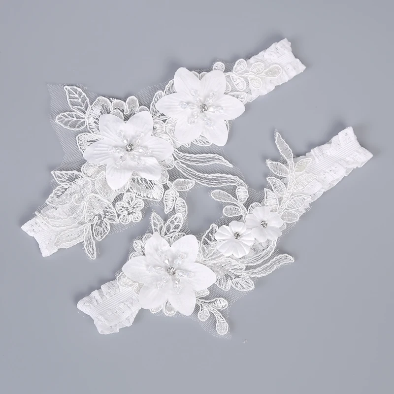 2019 свадебные подвязки с вышитыми стразами цветами и бисером белые сексуальные
