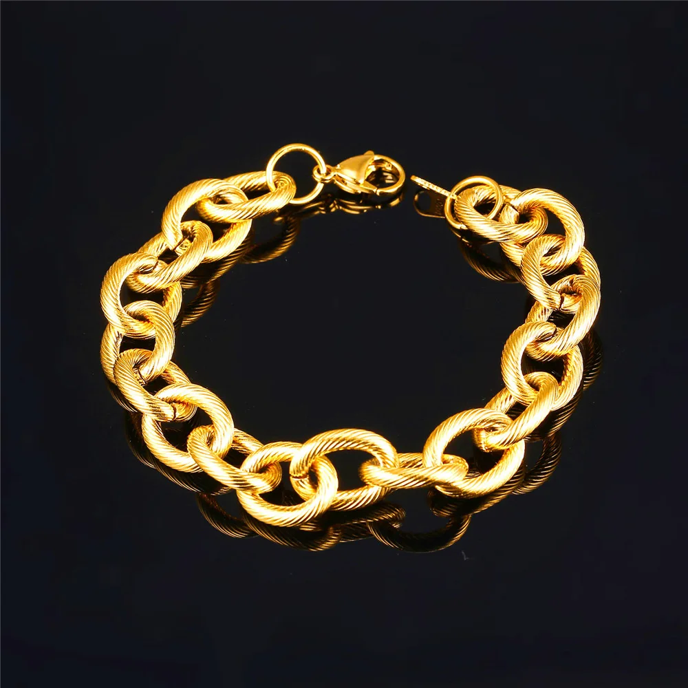 U7 Мужской Большой Широкий Цепь Браслет На Руку Длина 21cm Ширина 13mm Стимпанк Рок