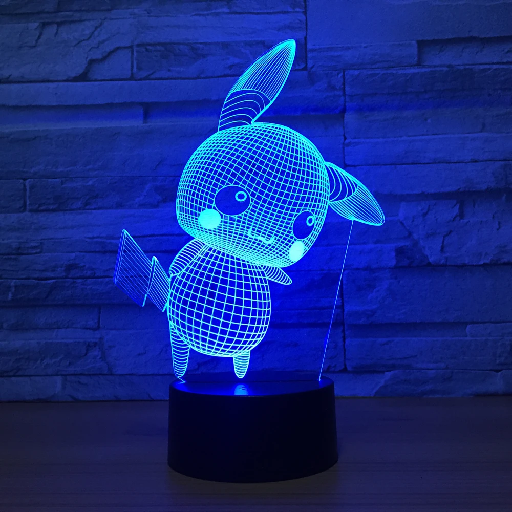 Kawaii Покемон го Пикачу 3D ночные огни атмосфера настроения лампа Мега сенсорный