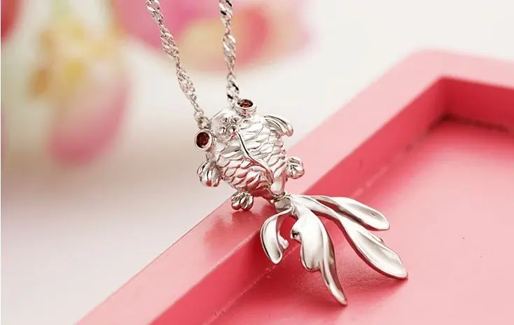 Новый дизайн милая Золотая рыбка стиль серебро 925 пробы подвеска для девочки