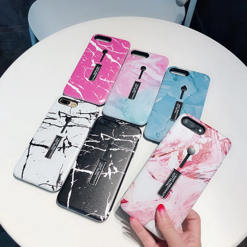 Мраморный чехол для iPhone 7 Plus XR XS Max Hide Ring держатель подставка телефона Чехлы X 8 6 6s