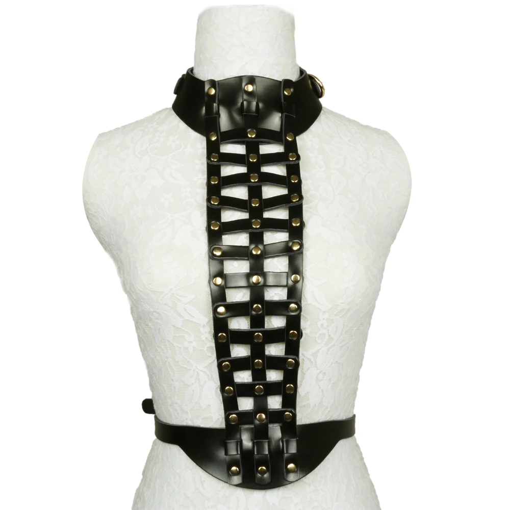 Подвязка для воротника съемная регулируемая в стиле панк и рок с кожаными