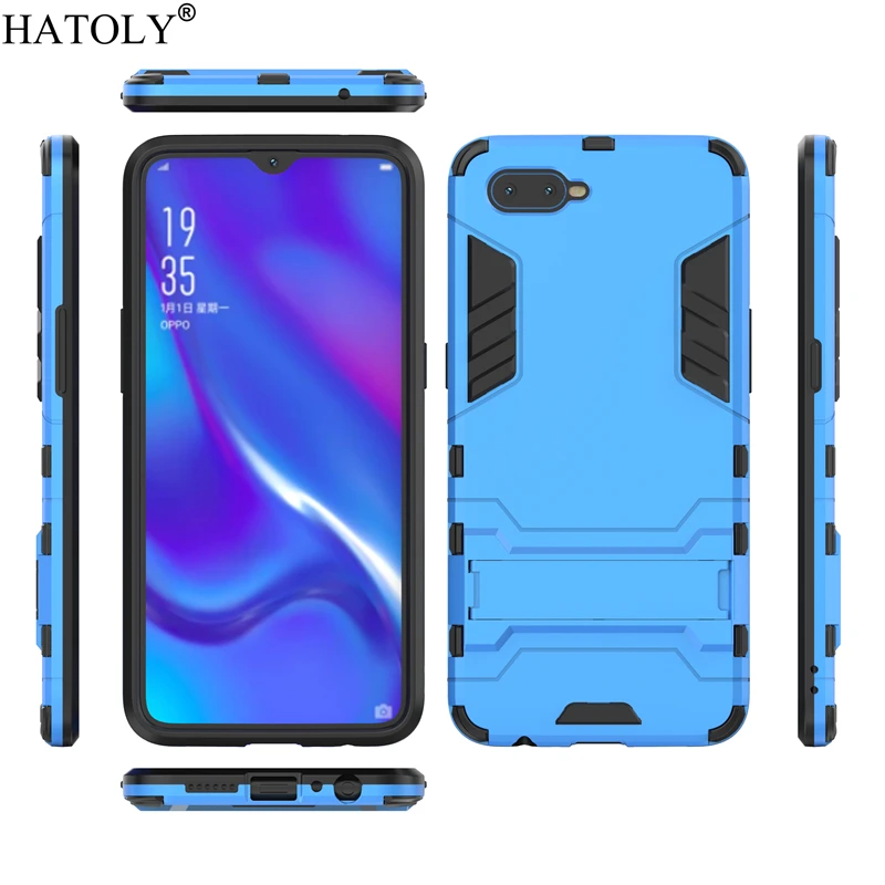 Чехол для OPPO K1 резиновый армированный чехол бампер с роботом жесткая задняя