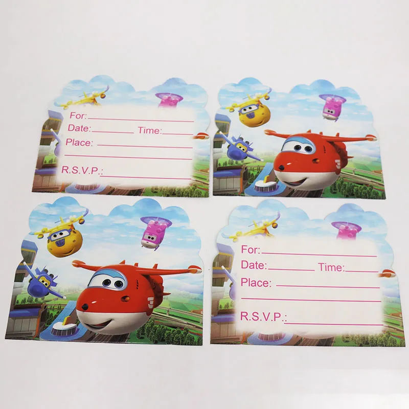 10 шт./упак. с рисунками героев из мультфильма Супер Крылья тема приглашения день