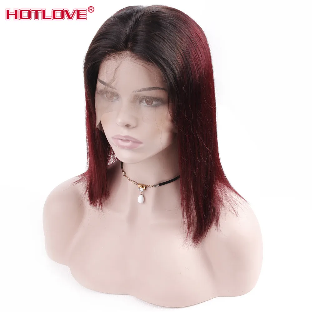 Перуанские 1B/99j человеческие парики для женщин прямые короткие Ombre BOB парик