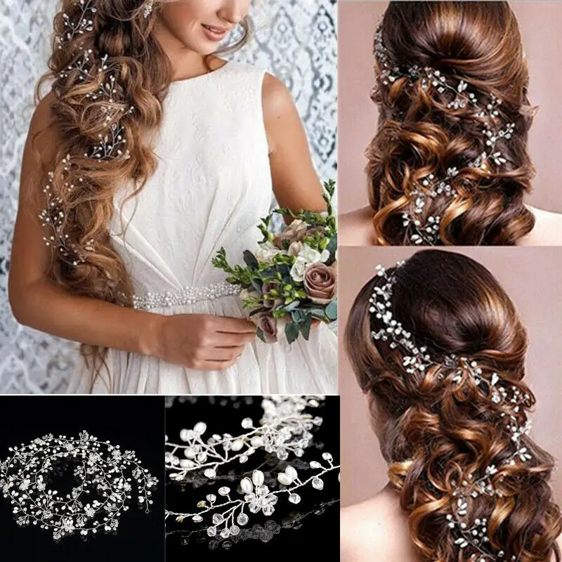 Женские жемчужные свадебные аксессуары для волос девушек виноградные кристаллы
