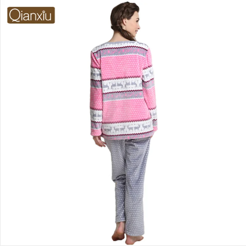2020 зимние женские радужные полосатые пижамные комплекты плотные теплые