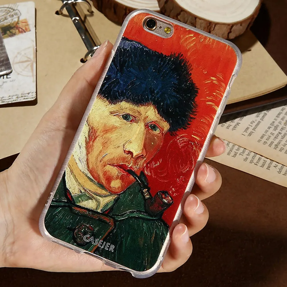 Caseier художественным принтом 3D помощи чехол для iPhone X 8 7 Plus 6 6S 5S 5 SE тиснением сзади