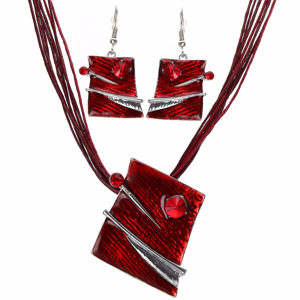 Женский ювелирный комплект из колье и серёг с эмалью|earrings set for women|necklace earring setset women