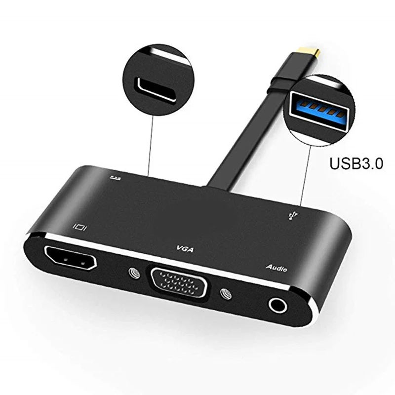 

Адаптер-концентратор USB C на HDMI для Nintendo Switch Type-C на HDMI + VGA + аудио + кабель-конвертер USB 3,0 для MacBook Pro/Smasung S8 Google