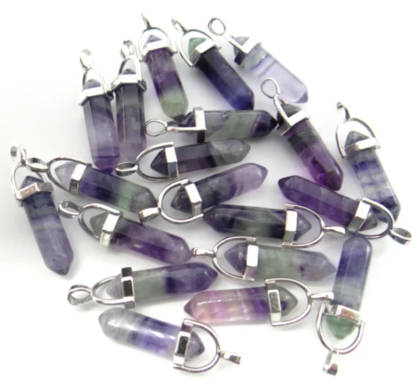 fluorite Натуральный камень, флюоритовый кварц, кристалл, бирюза, Лапис, тигровый глаз, чакра, подвеска для изготовления ювелирных изделий, ожерелье, аксессуары, 24 шт - Окраска металла: fluorite