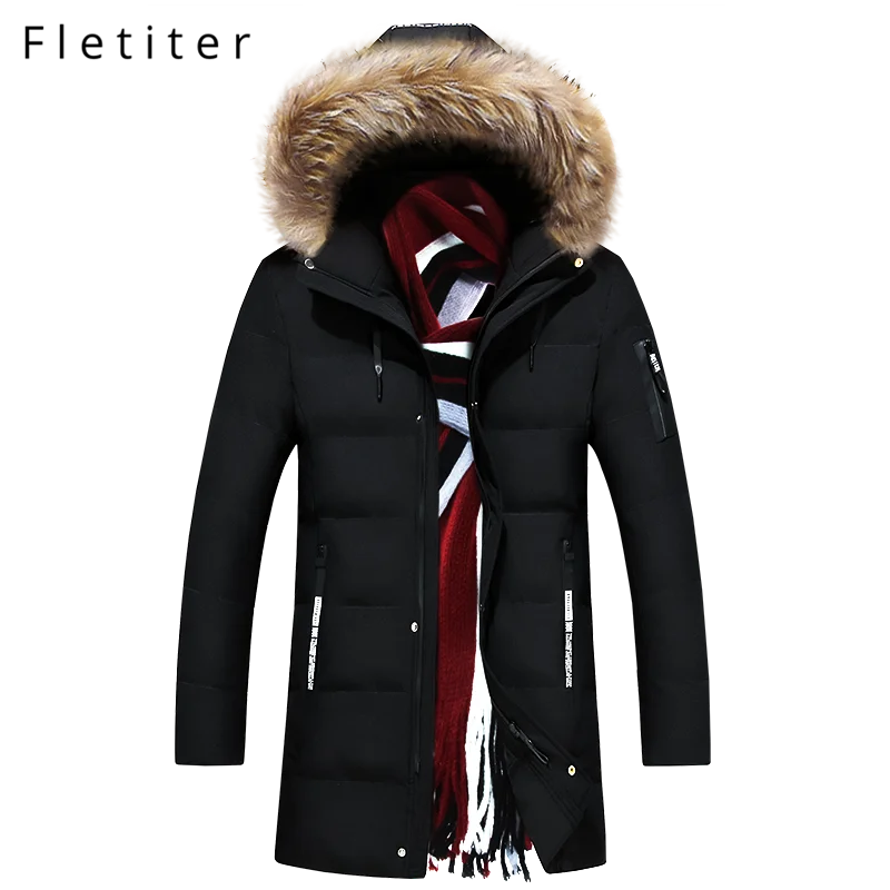 Fletiter, размер 8xl, Длинные парки, зимняя куртка, Мужская,, теплая, ветрозащитная, повседневная верхняя одежда, ватное пальто, большие карманы, высокое качество