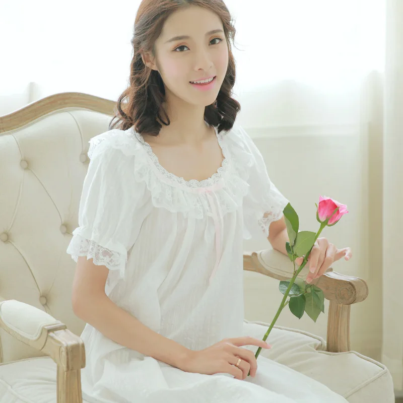 Женская юбка для сна хлопковая прозрачная Осенняя ночная рубашка с длинными