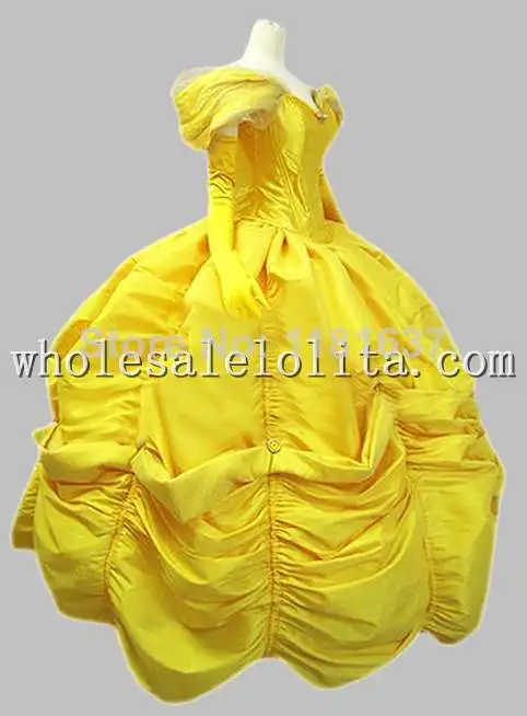 Косплей Красавица и Чудовище желтая красавица взрослый костюм бальное платье