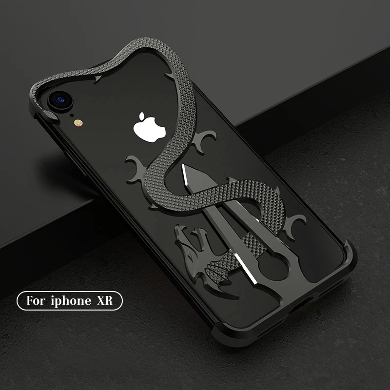 2 в 1 дизайн Высокое качество китайский дракон и меч чехол для iPhone XR XS задняя крышка металлический бампер чехол рамка для iPhone Xs Max