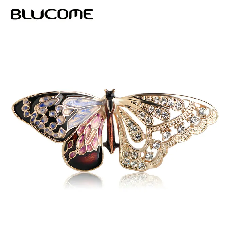 Женская брошь в форме бабочки Blucome корсаж с кристаллами цветной аксессуар для
