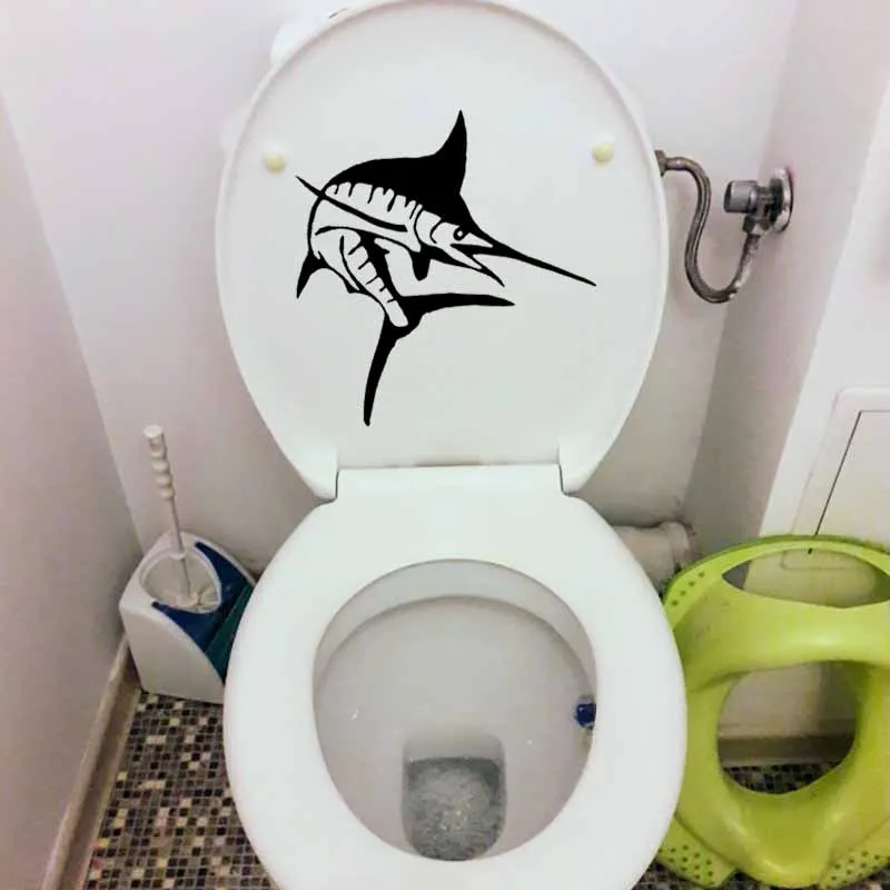 YOJA 22.9X23.6CM WC Туалет Стикеры марлина рыбы соленой воды для глубокой морской рыбалки