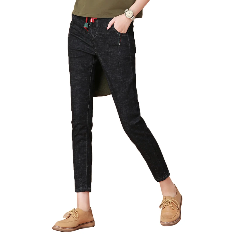 2018 женские Высокая Талия модные джинсы с эластичной резинкой на талии