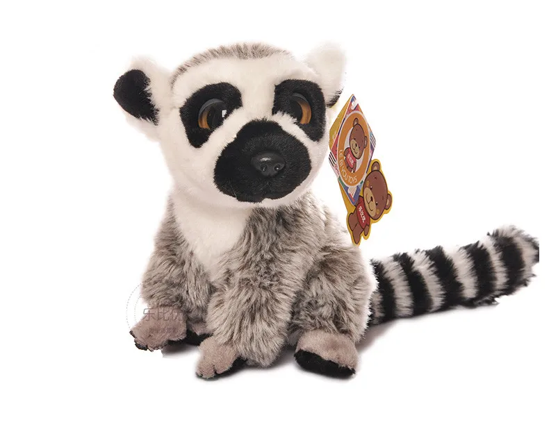 Реалистичные сидящие Lemur плюшевые игрушки мини-с большими глазами кольцо-хвостик Lemur дикие животные обезьяна Подарочная мягкая игрушка для детей