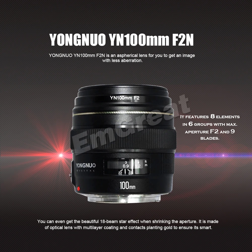 Объектив YONGNUO 100 мм F2.0 Medium Telephoto Prime AF/MF ручной фокус Caden Bag FOTGA фильтр для камеры Nikon
