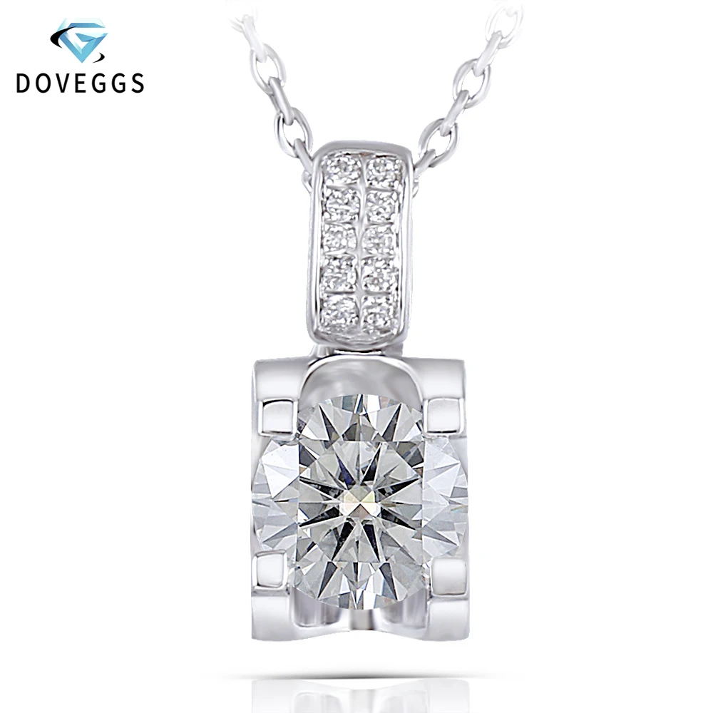 Женское ожерелье с подвеской DovEggs из стерлингового серебра 925 пробы Moissanite Center 1ct 6 5