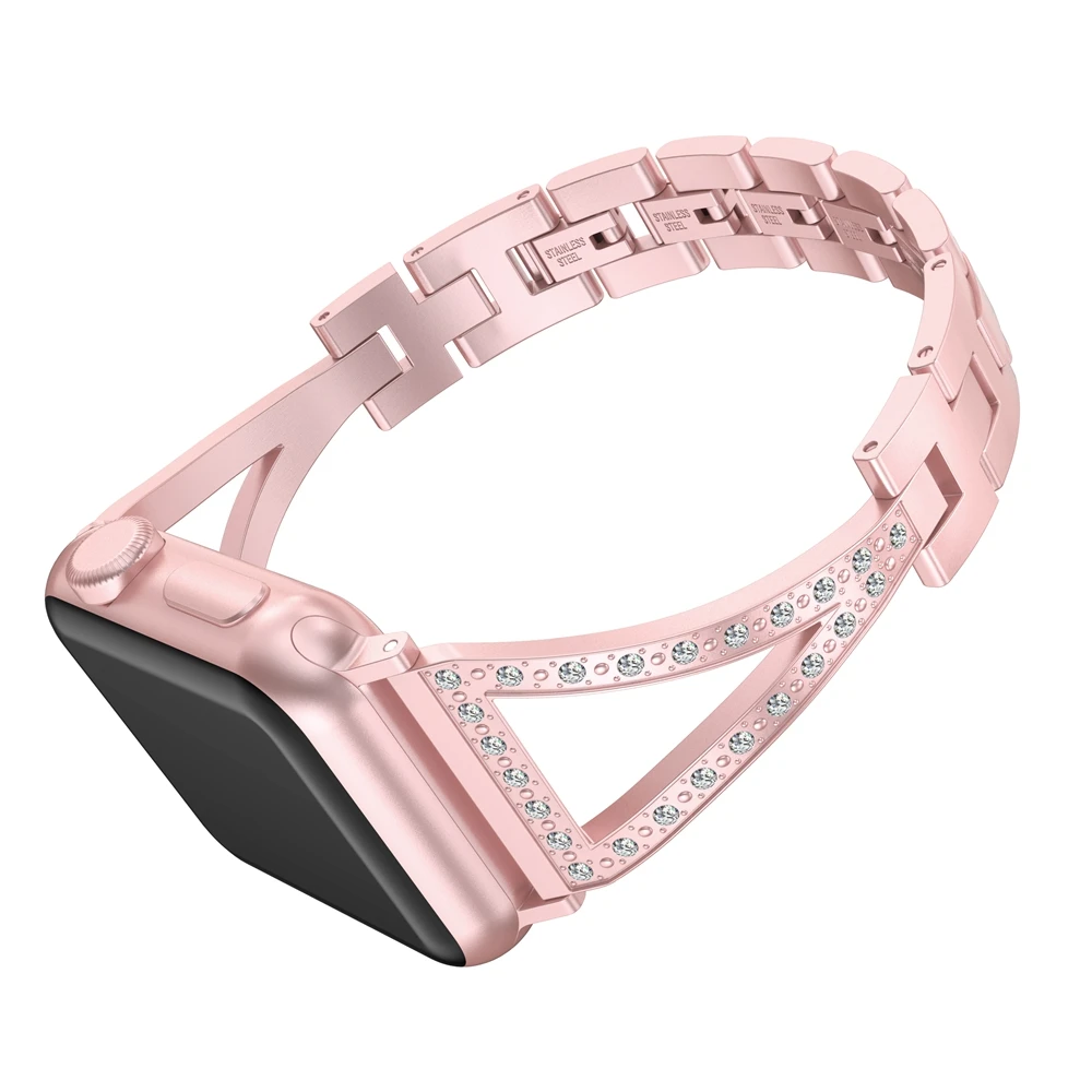 Ремешок из нержавеющей стали для Apple Watch Band 38 мм 42 мм iWatch ювелирные изделия из нержавеющей стали браслет со стразами роскошный ремешок для Apple