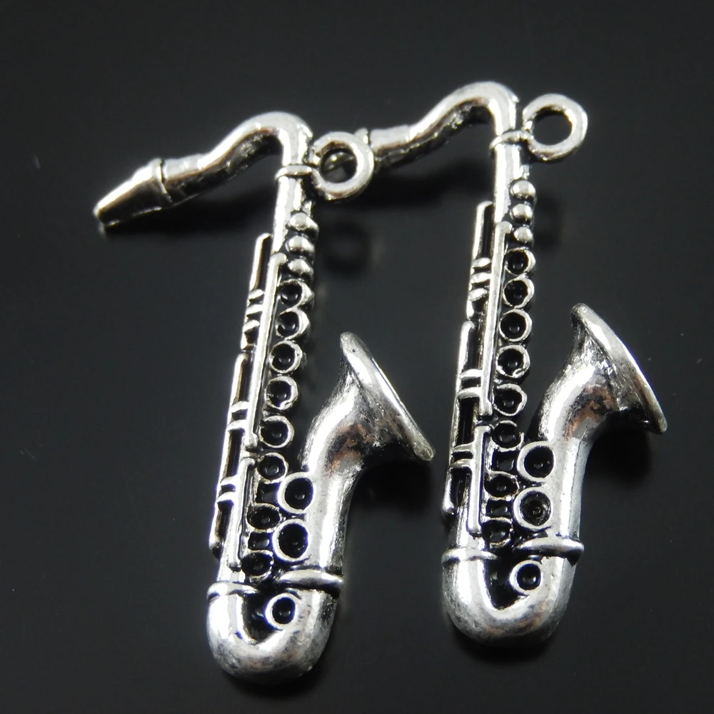 20 шт./лот модное музыкальное ожерелье Sax подвеска хит продаж винтажные Серебряные