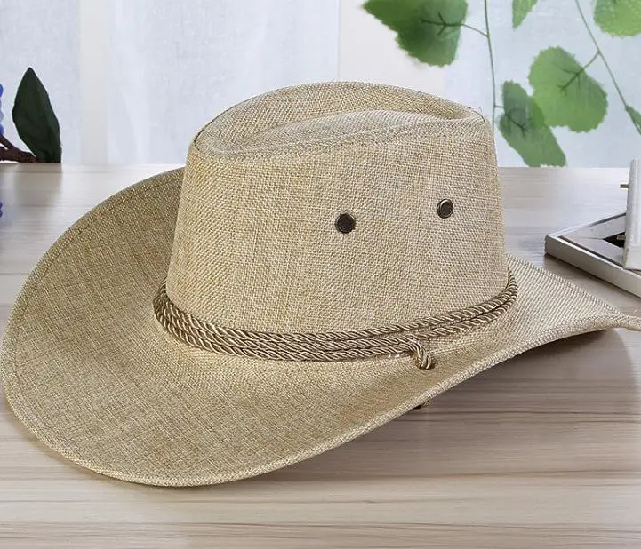 Beige MISSKY мужские летние солнцезащитные однотонные шляпы классная западная ковбойская шляпа Открытый широкая шляпа мужской аксессуар - Цвет: Beige