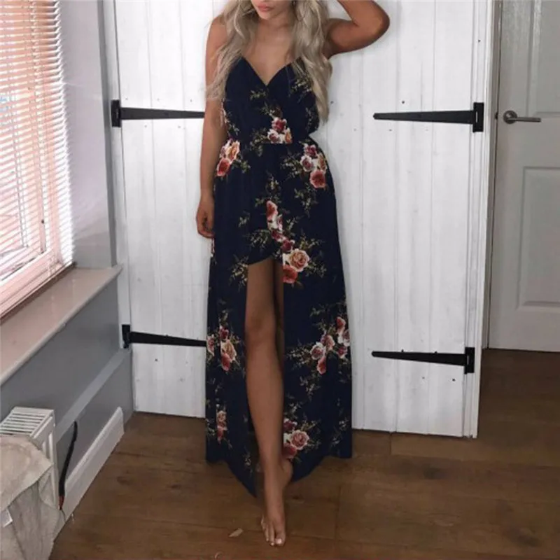 Bodysuit Women Summer Sleeveless Flower Party Jumpsuit For 2019 Bohemia Beach Trousers Drop Shipping 73#45 | Женская одежда