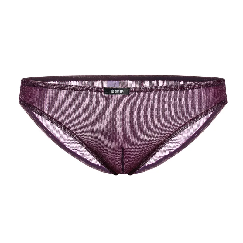6PCS Sexy Briefs Men Underwear Bright Color Mesh Brief Transparent Men's Sexy U Convex Lingerie Underwear Gay Gauze Cueca Briefs