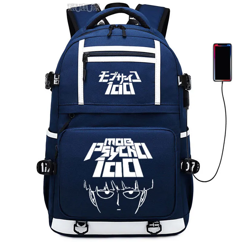 05 Mob Psycho 100 Рюкзак Mobu Saiko Hyaku сумка Повседневная usb зарядка рюкзак аниме Studert школьная сумка для ноутбука дорожная сумка - Цвет: 05