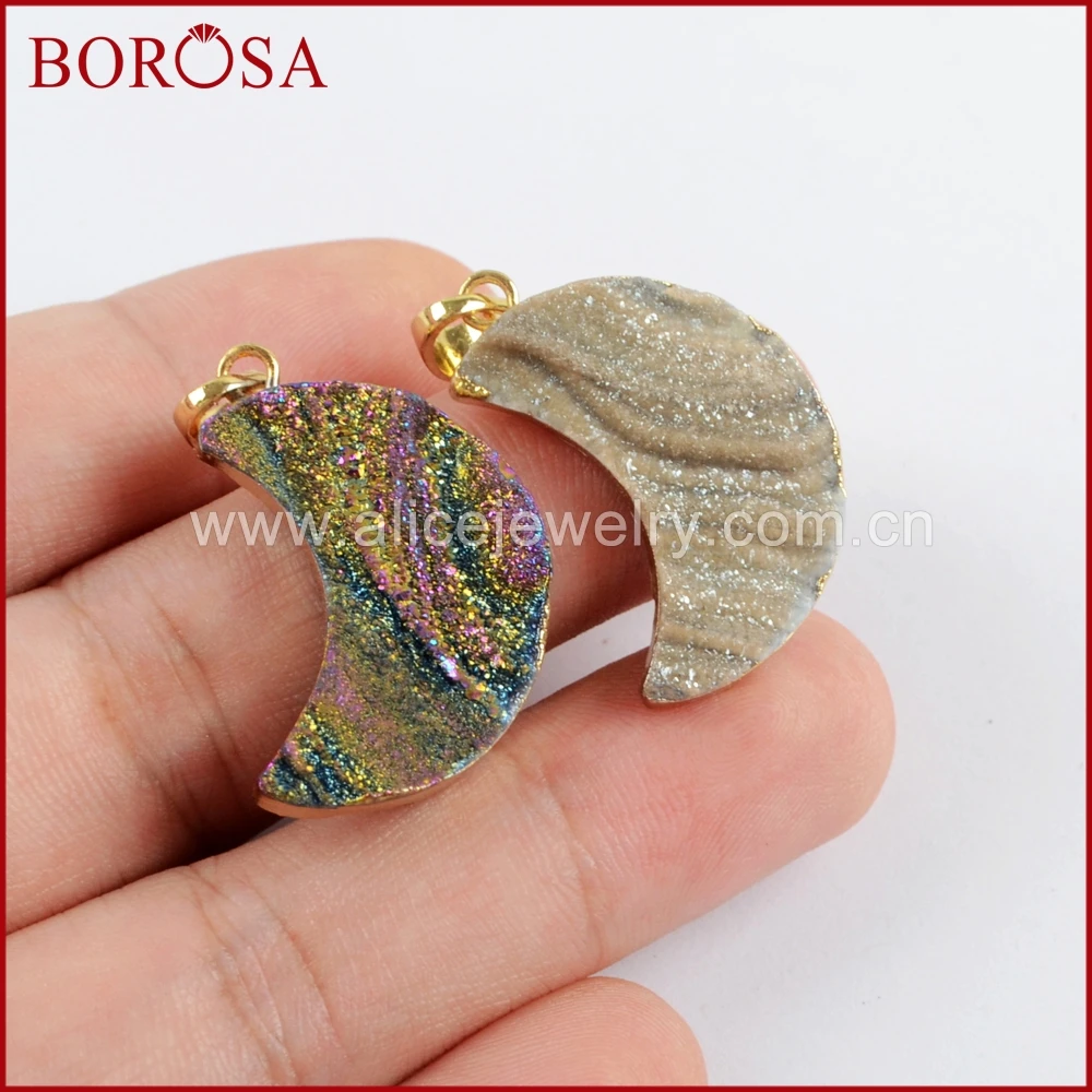 Бусины-подвески BOROSA из титана радуги Луны кварца для ожерелья ювелирные изделия
