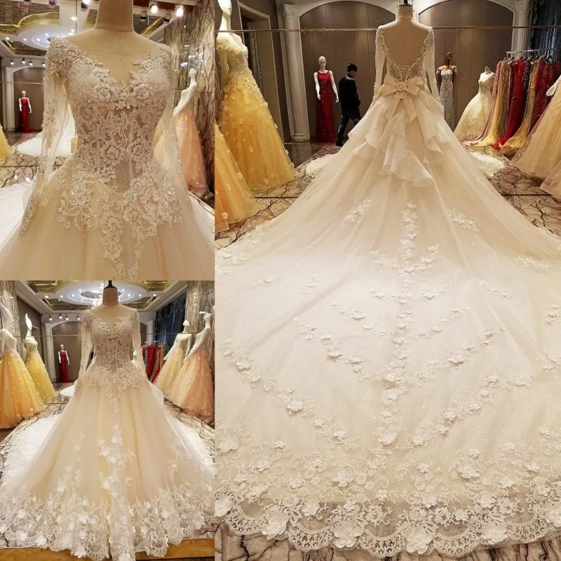 Backlake Robe de mariage 2018 кружевное бальное платье длиной до пола кружевные свадебные